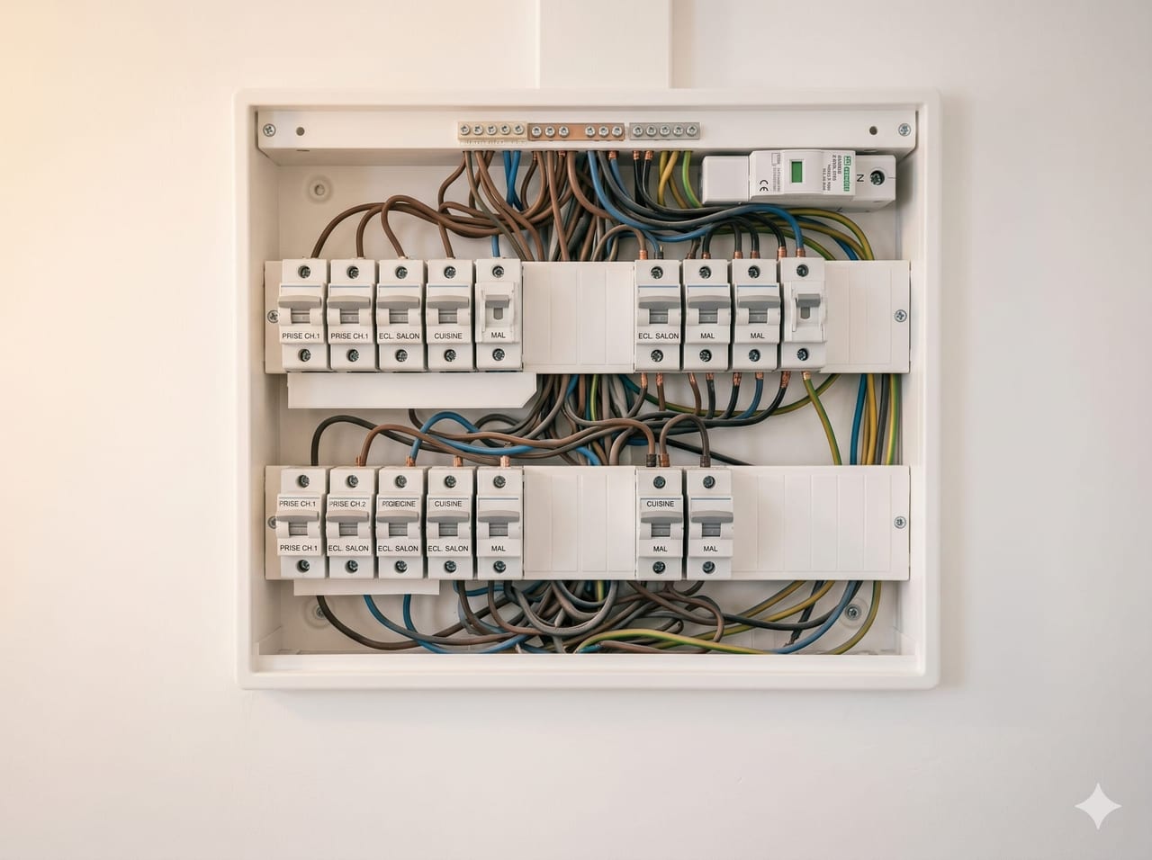 Tableau électrique rénové, moderne et parfaitement organisé