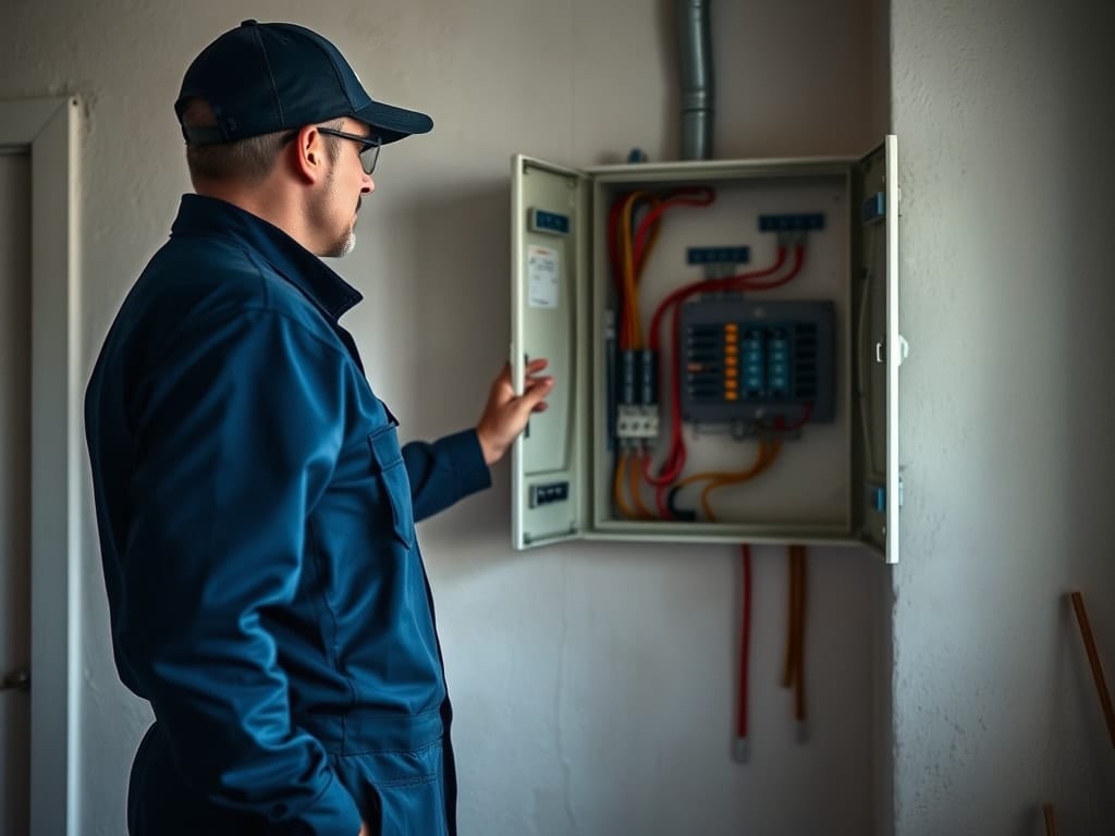 Électricien diagnostiquant une panne sur une installation électrique